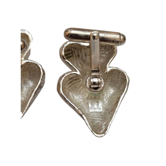 Vintage 80s Rare Alexis Lahellec Paris NOS Silver Gilt Double Heart Cufflinks - Picture 4 of 6